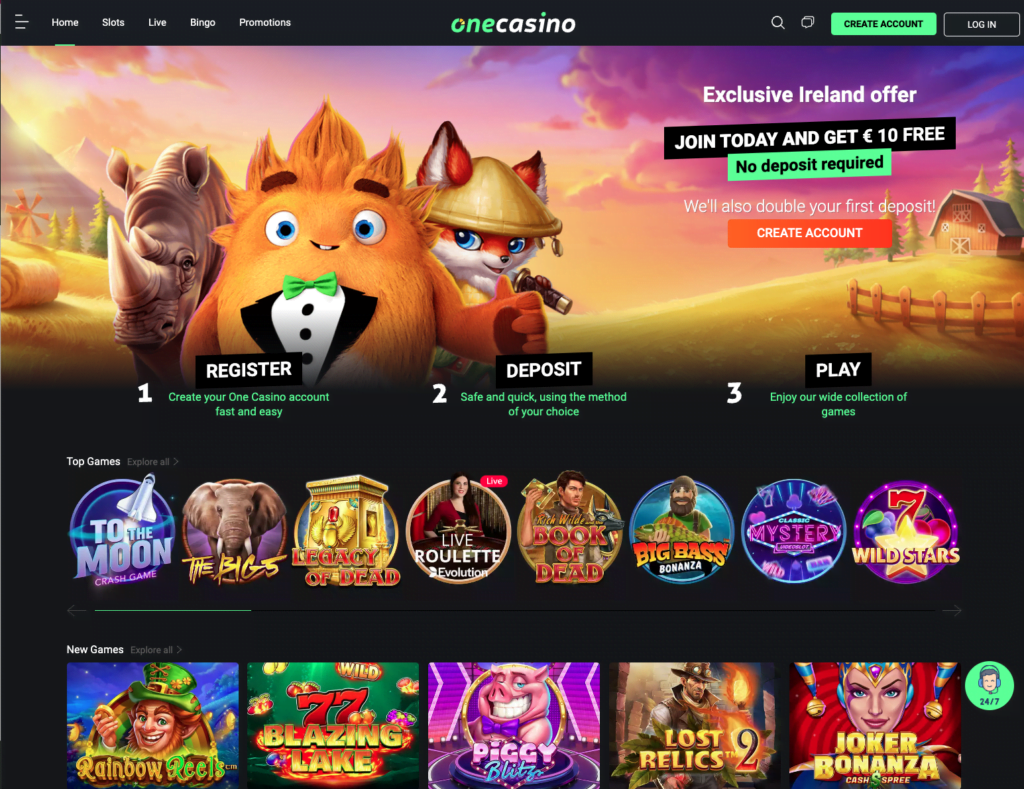 One Casino website design